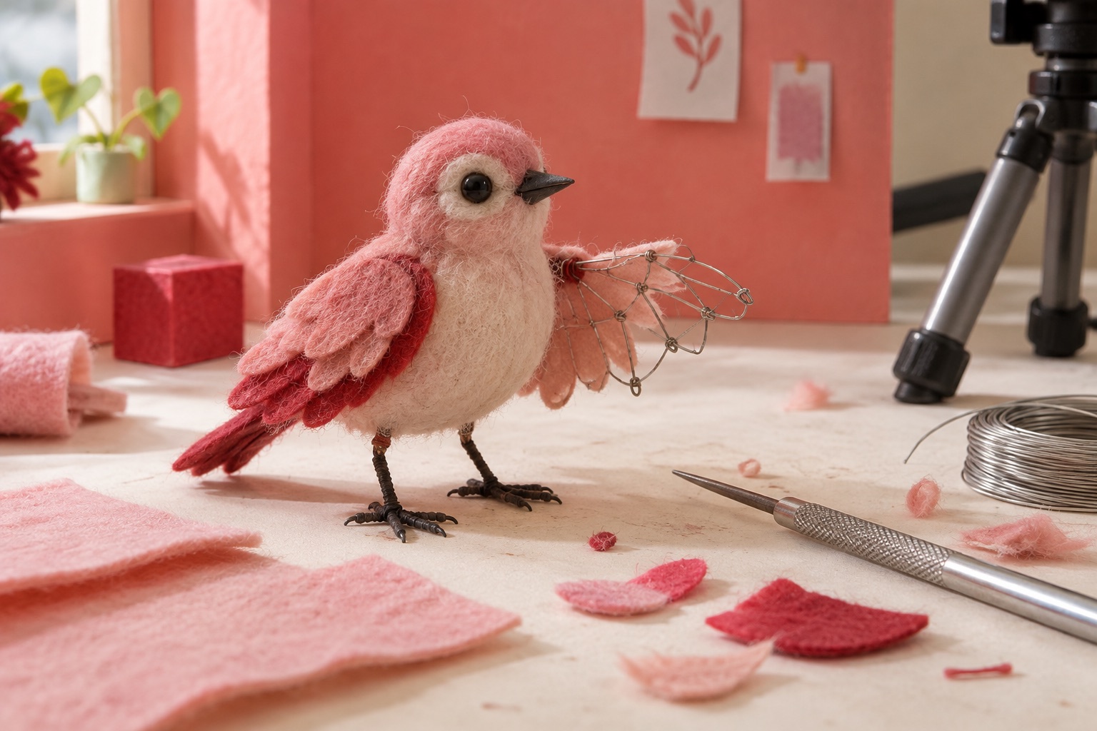 AI-genereret, fotorealistisk temabillede af en fiktiv stop-motion-dukke under fremstilling; ikke en figur fra The End, WiredFlys værksted eller dokumentation af AFI FEST.